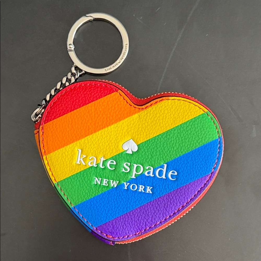 NWOT Kate Spade Multicolor Heart Keychain coin purse